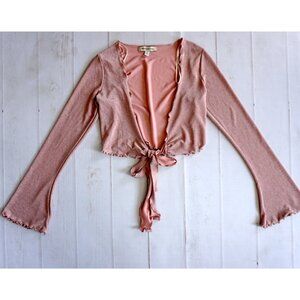 Urban Outfitters UO Sparkle Tie-Front Top in Pink - Size M